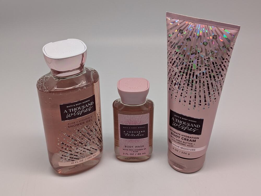 Bath & Body Works A THOUSAND WISHES Body Wash 3oz + Shower Gel 10oz + Cream 8oz